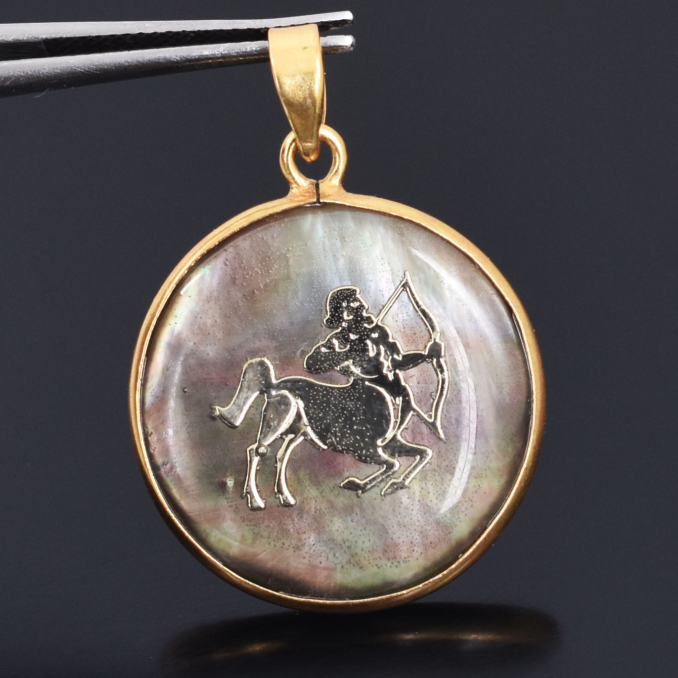 Sagittarius Zodiac Mother of Pearl Inlay Pendant - Image 7