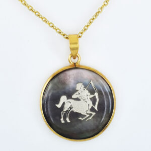 Sagittarius Zodiac Mother of Pearl Inlay Pendant