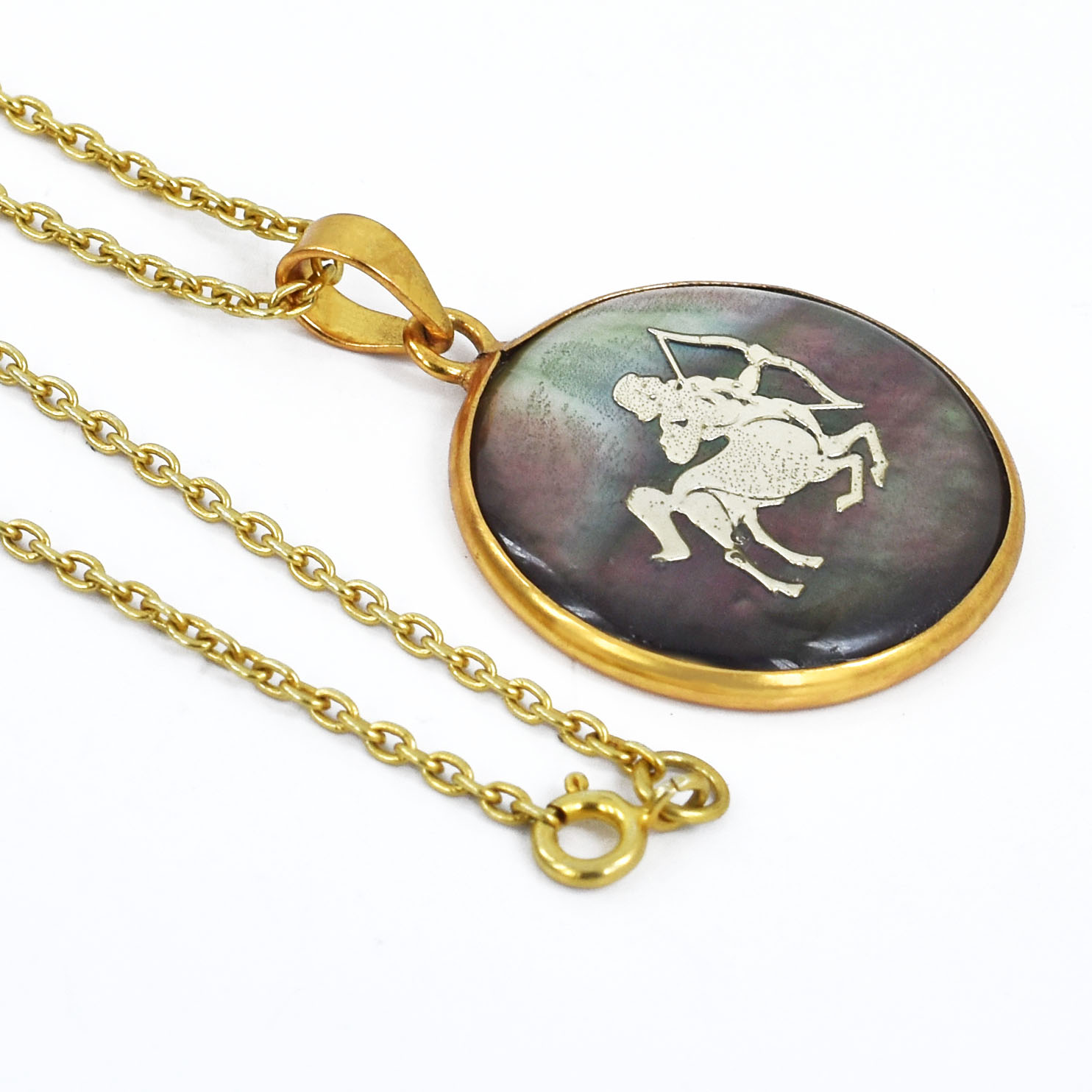 Sagittarius Zodiac Mother of Pearl Inlay Pendant - Image 4