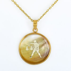 Natural Libra Zodiac Pendant Necklace (Tula Rashi Horoscope Symbol)