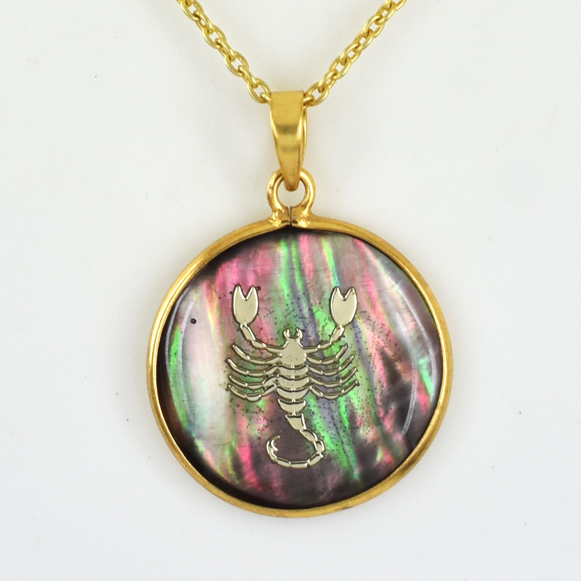 Scorpio Zodiac Mother of Pearl Inlay Pendant