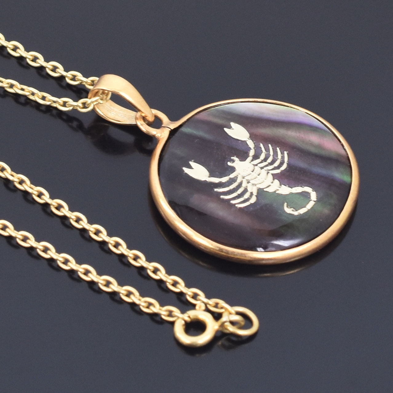 Scorpio Zodiac Mother of Pearl Inlay Pendant - Image 3