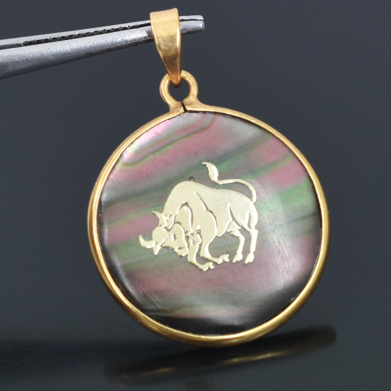 Taurus Zodiac Mother of Pearl Inlay Pendant - Image 7
