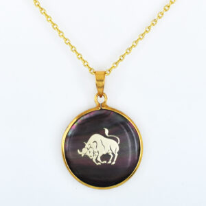 Taurus Zodiac Mother of Pearl Inlay Pendant