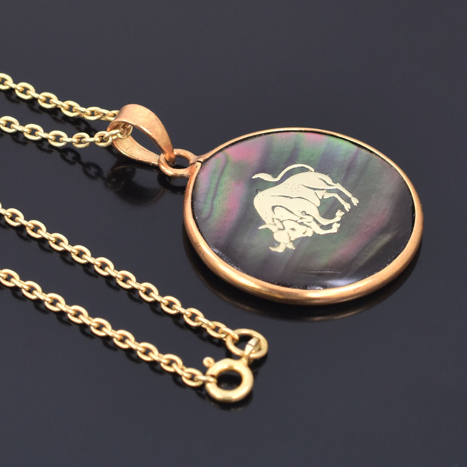 Taurus Zodiac Mother of Pearl Inlay Pendant - Image 5