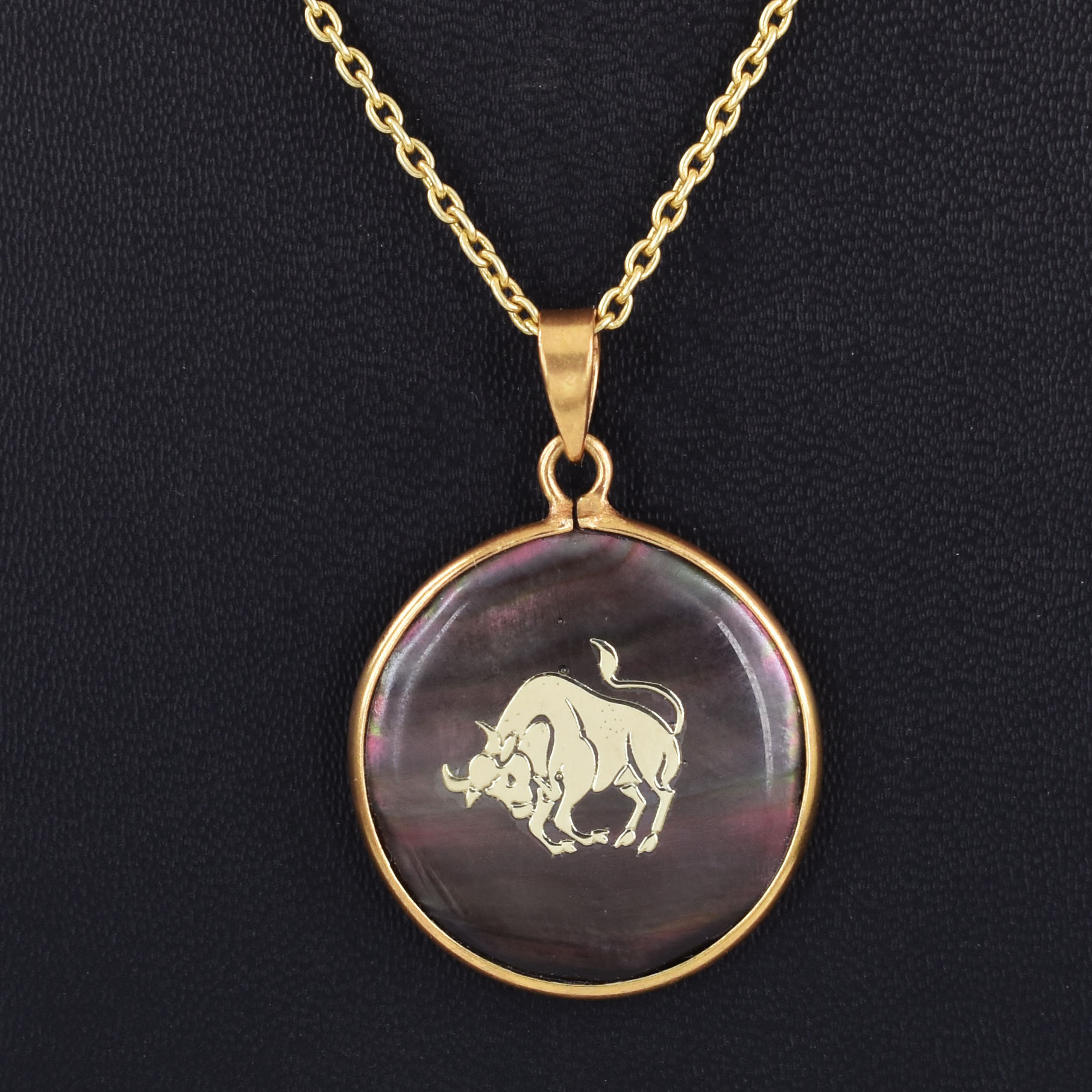 Taurus Zodiac Mother of Pearl Inlay Pendant - Image 4