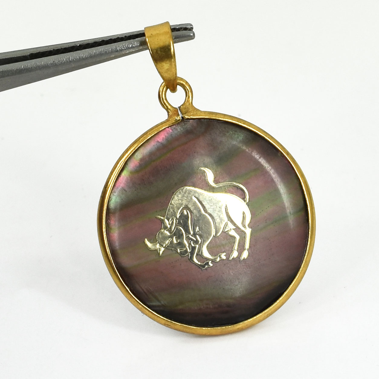 Taurus Zodiac Mother of Pearl Inlay Pendant - Image 8
