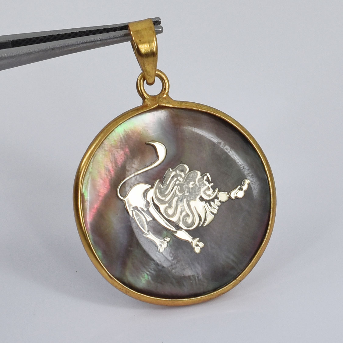 Leo Zodiac Mother of Pearl Pendant Necklace (Simha Rashi Pendant) - Image 8