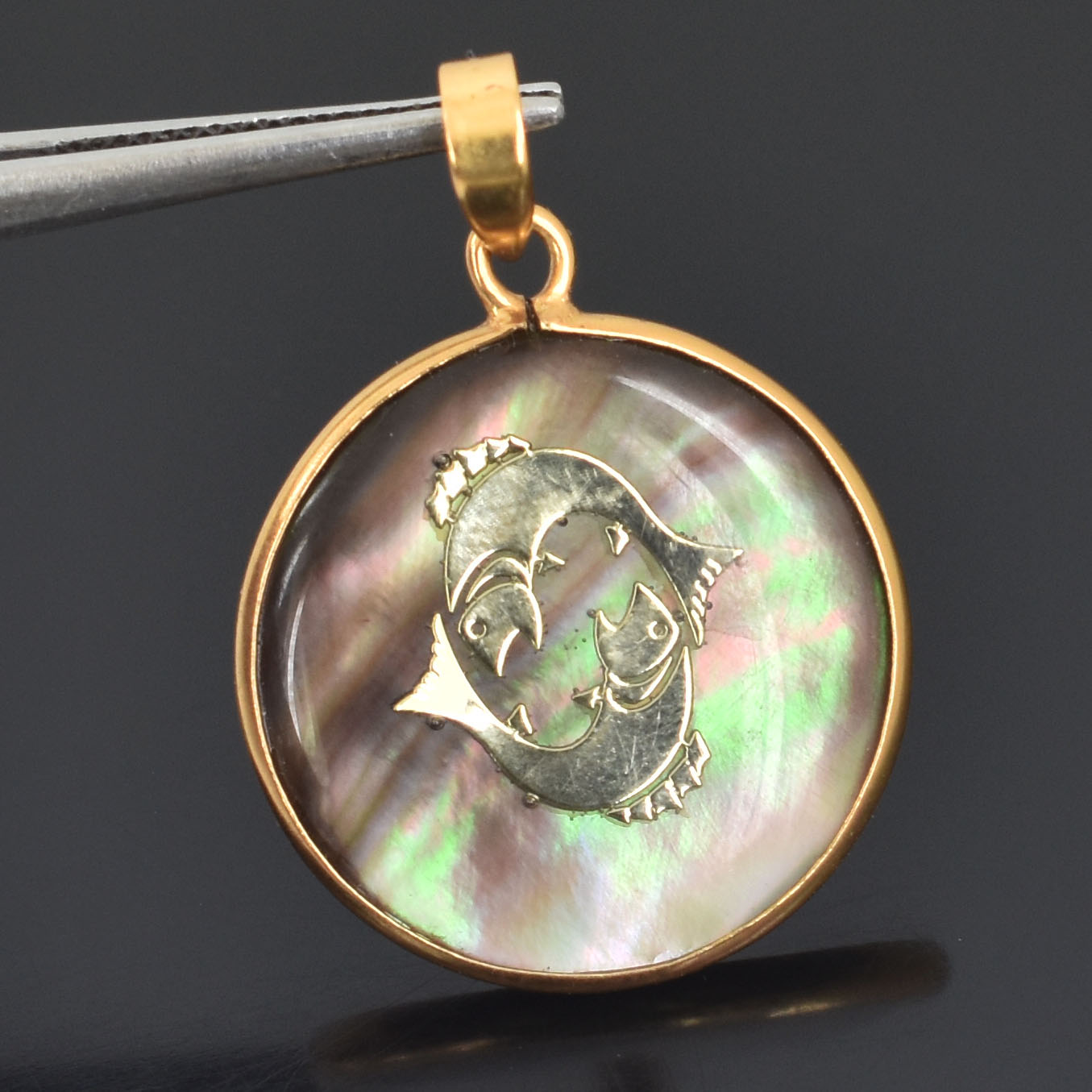 Pisces Zodiac Mother of Pearl Inlay Pendant - Image 7