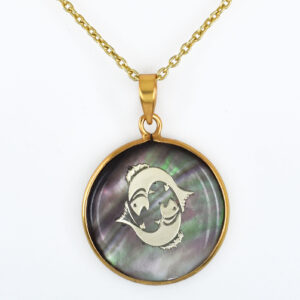 Pisces Zodiac Mother of Pearl Inlay Pendant