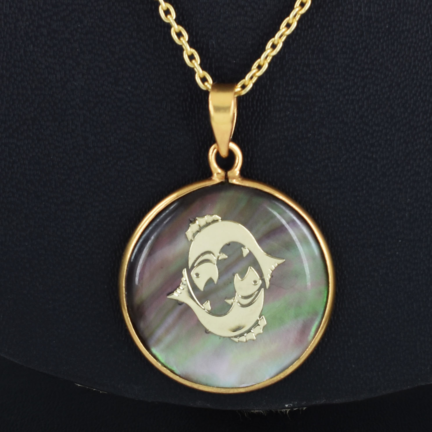 Pisces Zodiac Mother of Pearl Inlay Pendant - Image 4