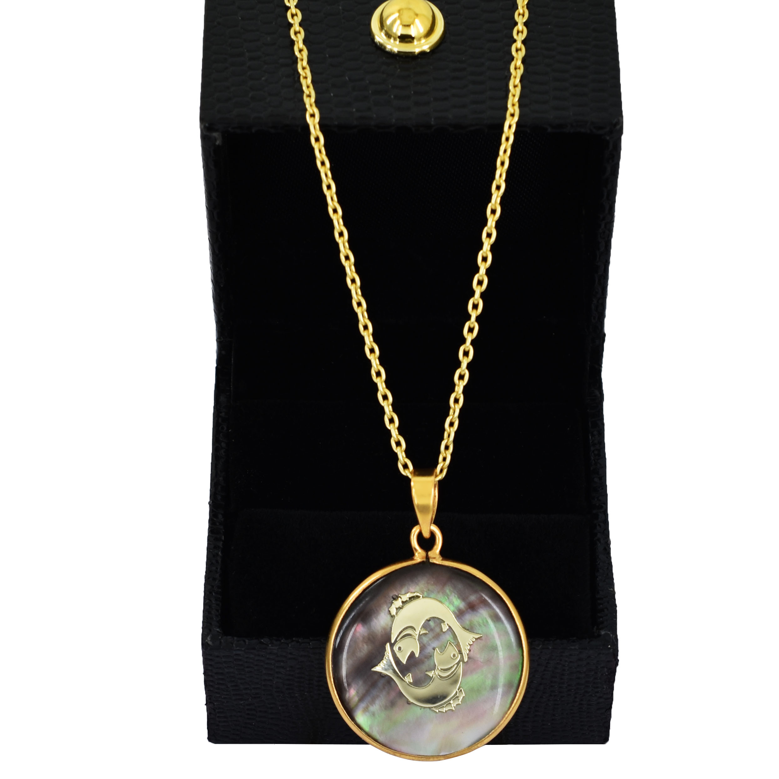 Pisces Zodiac Mother of Pearl Inlay Pendant - Image 2