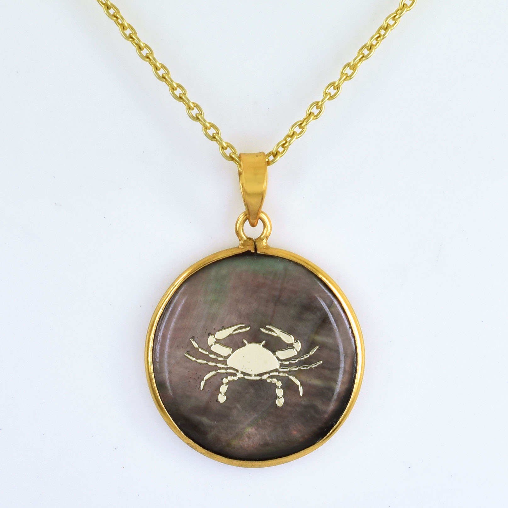 Cancer Zodiac Shell Pendant Necklace (Kark Rashi Pendant)