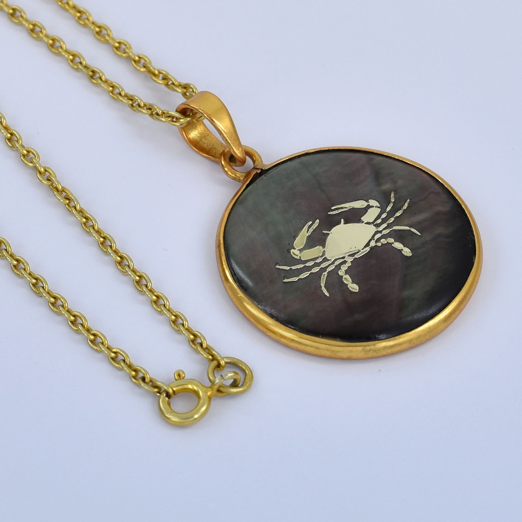 Cancer Zodiac Shell Pendant Necklace (Kark Rashi Pendant) - Image 3