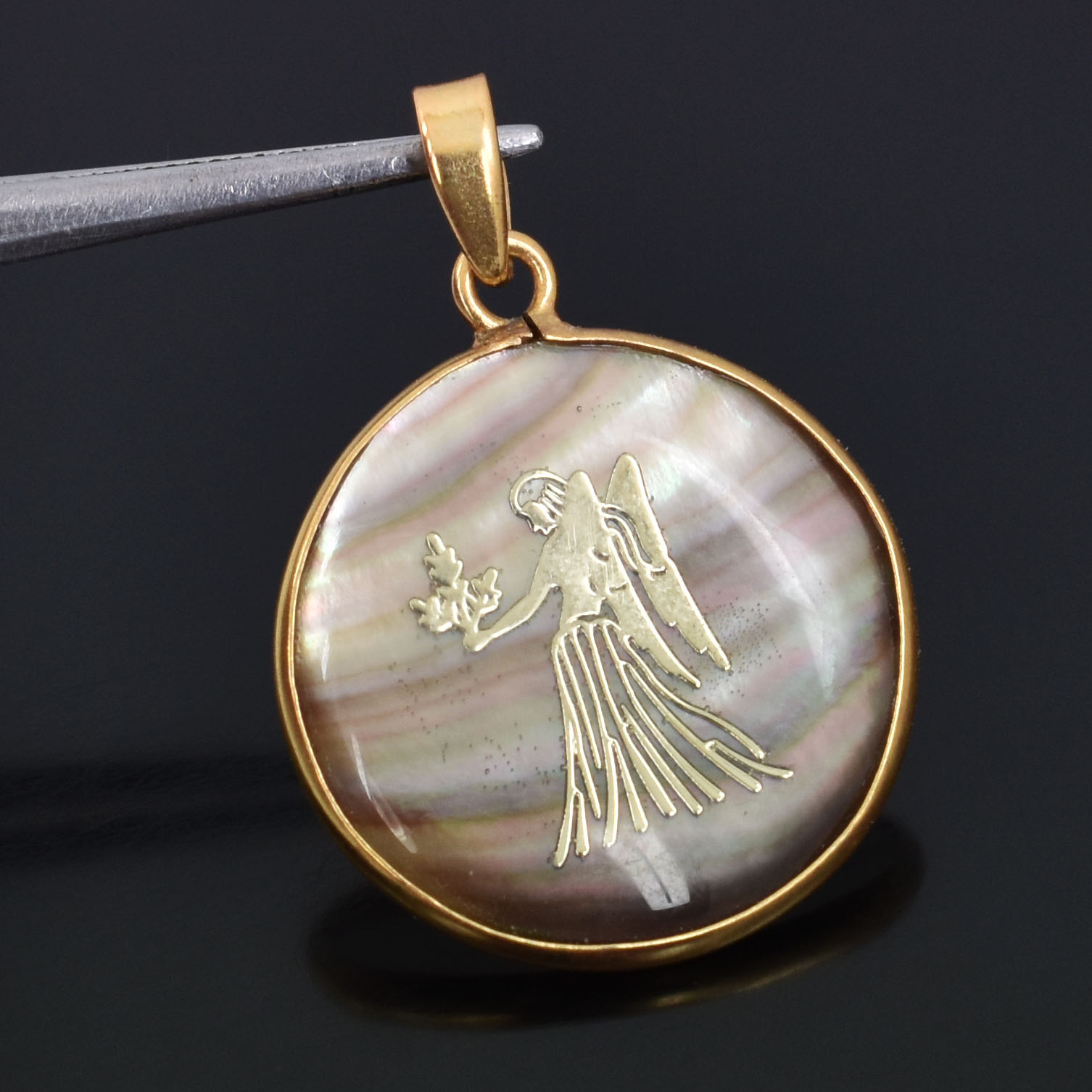 Virgo Zodiac Mother of Pearl Pendant Necklace (Kanya Rashi Pendant) - Image 7