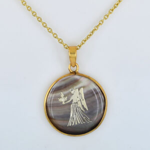 Virgo Zodiac Mother of Pearl Pendant Necklace (Kanya Rashi Pendant)