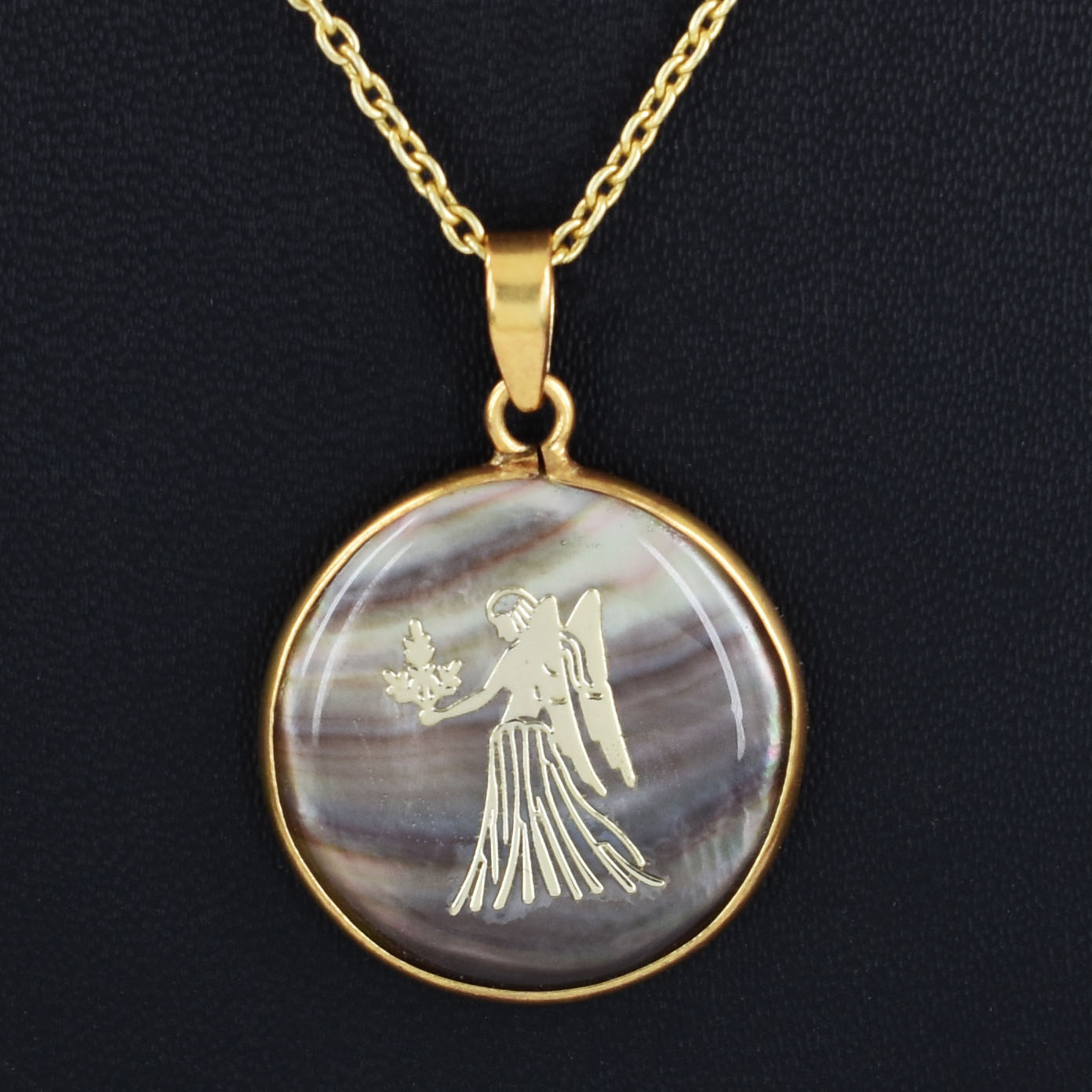 Virgo Zodiac Mother of Pearl Pendant Necklace (Kanya Rashi Pendant) - Image 4