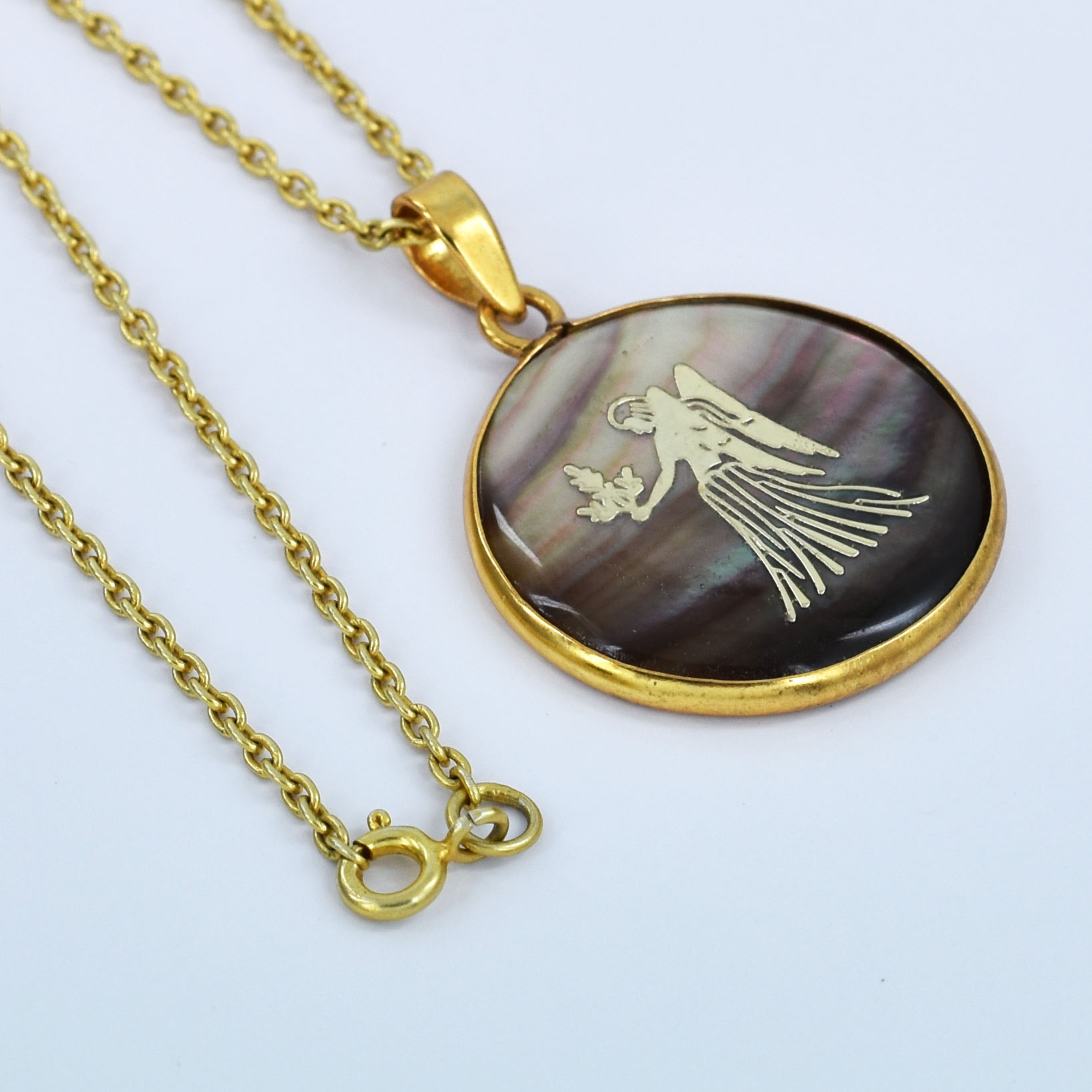 Virgo Zodiac Mother of Pearl Pendant Necklace (Kanya Rashi Pendant) - Image 3