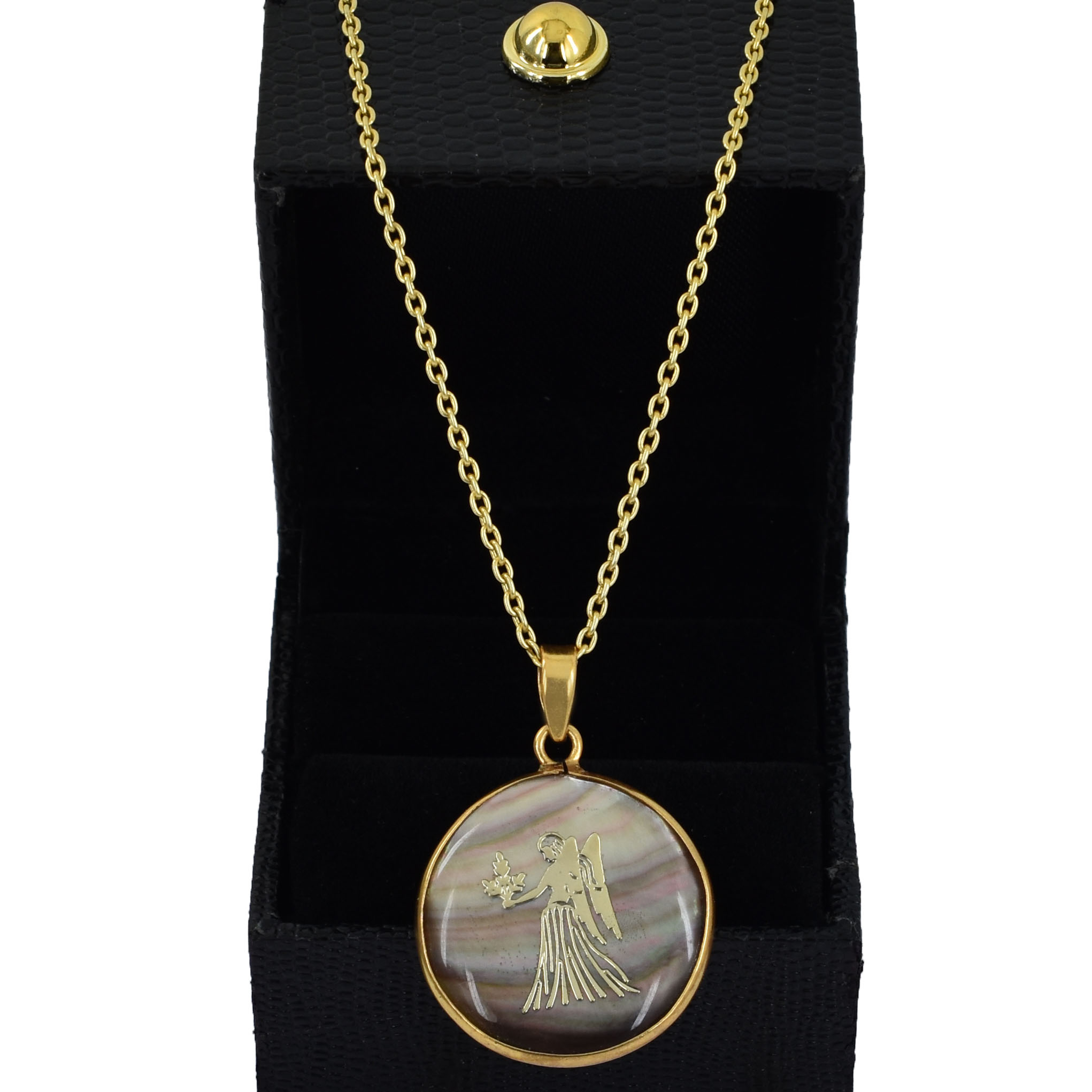 Virgo Zodiac Mother of Pearl Pendant Necklace (Kanya Rashi Pendant) - Image 2