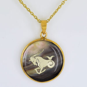 Capricorn Zodiac Mother of Pearl Inlay Pendant