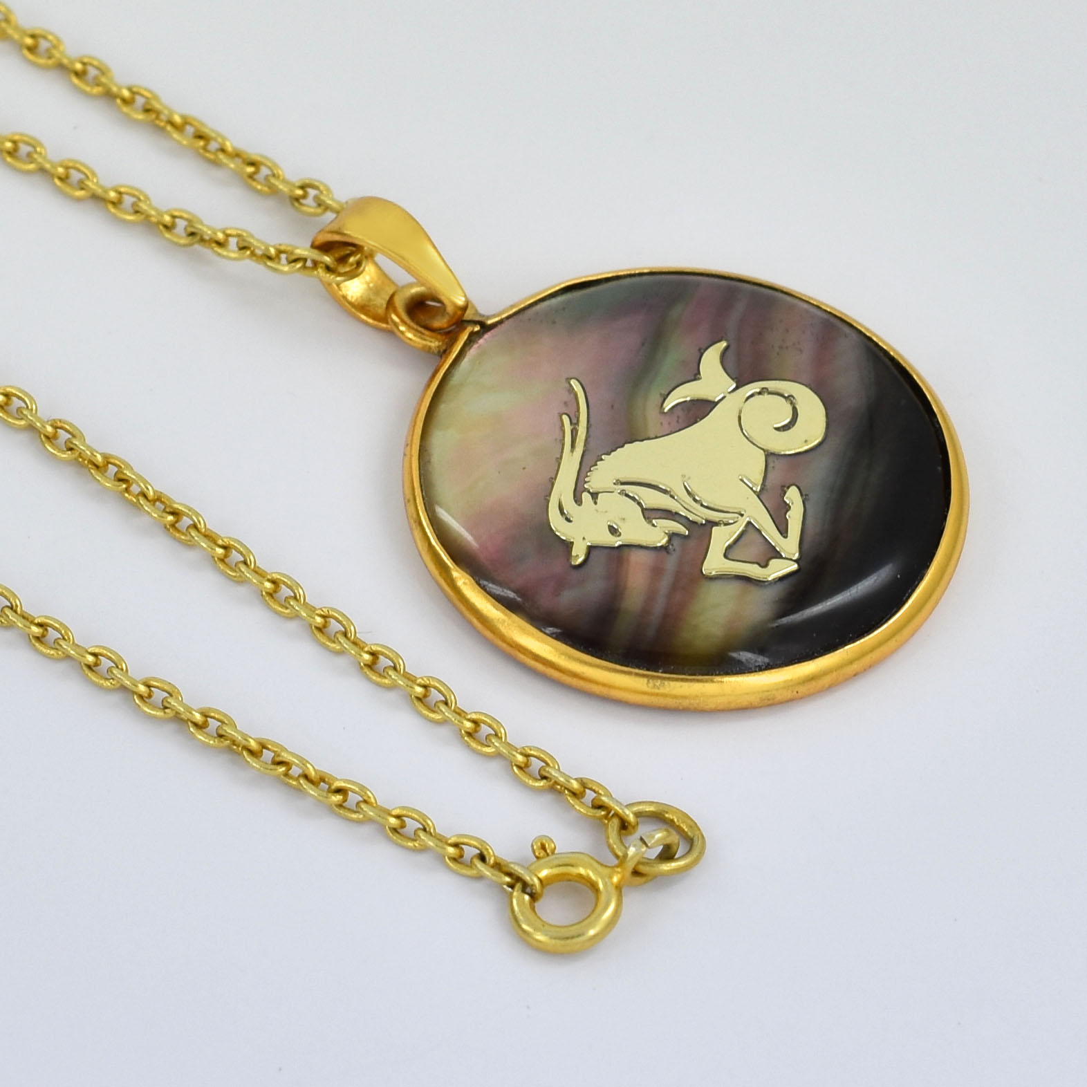 Capricorn Zodiac Mother of Pearl Inlay Pendant - Image 3