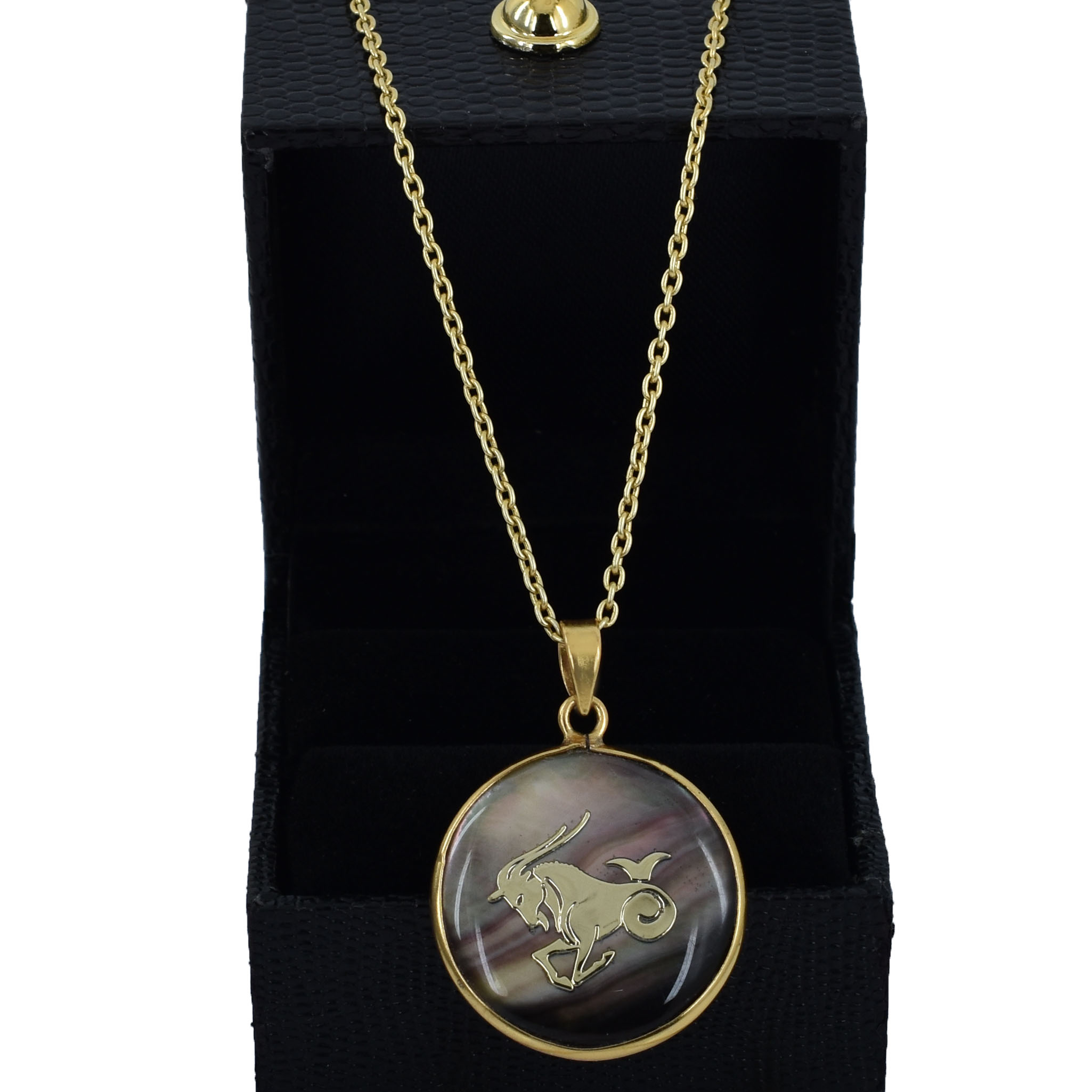 Capricorn Zodiac Mother of Pearl Inlay Pendant - Image 2