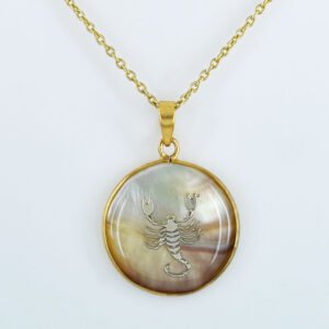 Scorpio Zodiac Natural Shell Pendant Necklace (Vrishchik Rashi Pendant)
