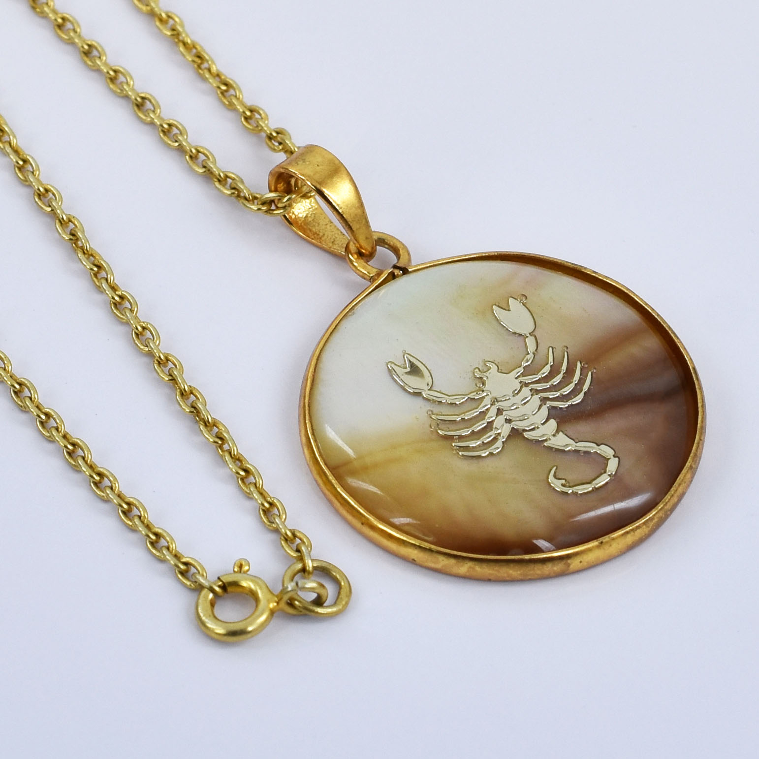 Scorpio Zodiac Natural Shell Pendant Necklace (Vrishchik Rashi Pendant) - Image 3