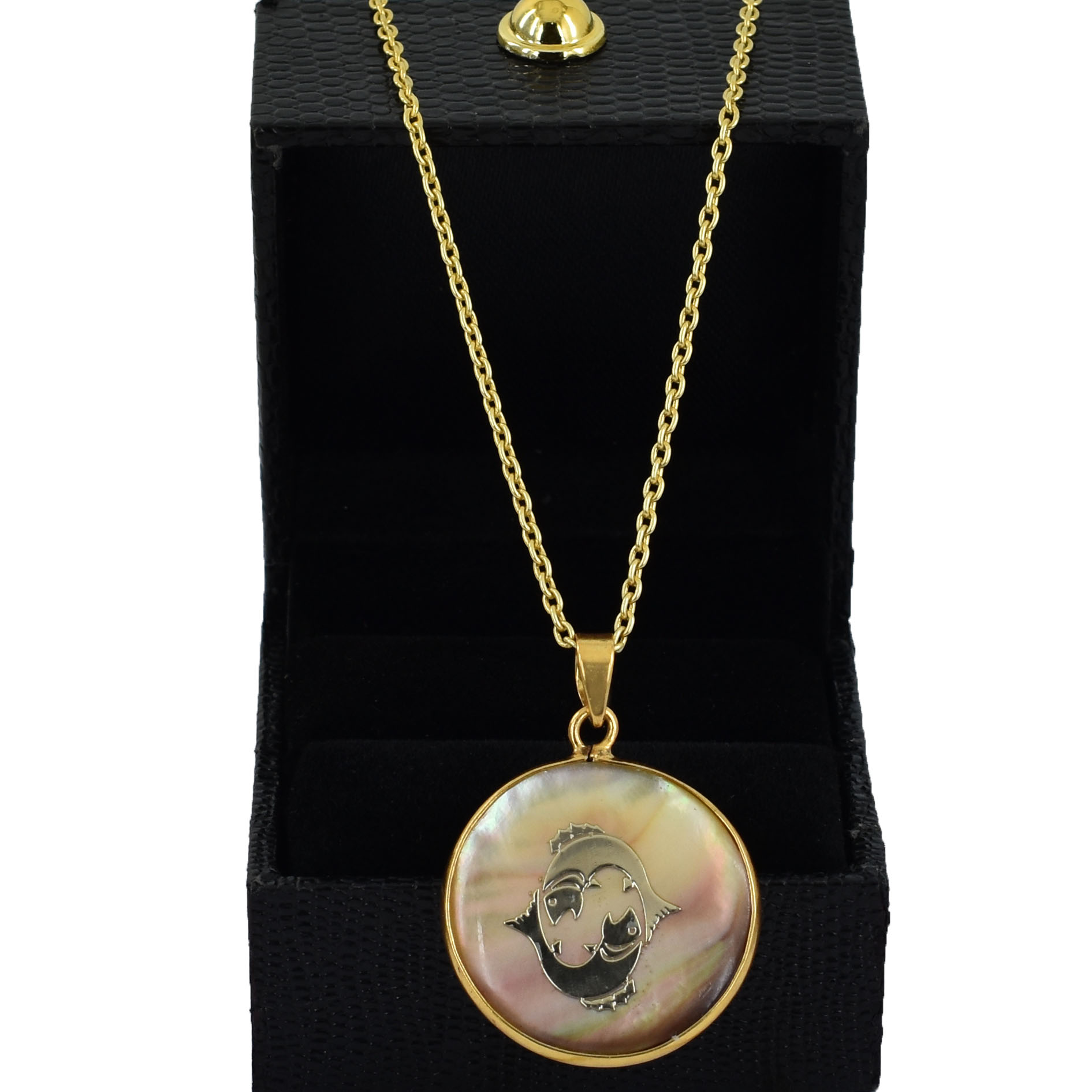 Pisces Zodiac Shell Pendant Necklace (Meen Rashi Pendant) - Image 2