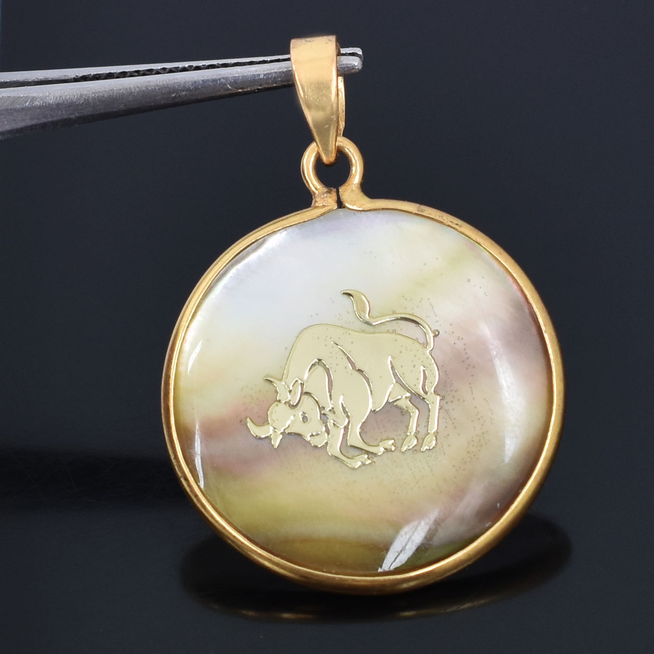 Taurus Zodiac Mother of Pearl Pendant Necklace (Vrishabha Rashi Pendant) - Image 7