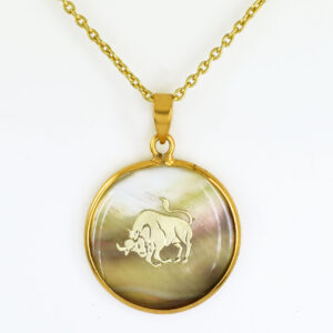 Taurus Zodiac Mother of Pearl Pendant Necklace (Vrishabha Rashi Pendant)
