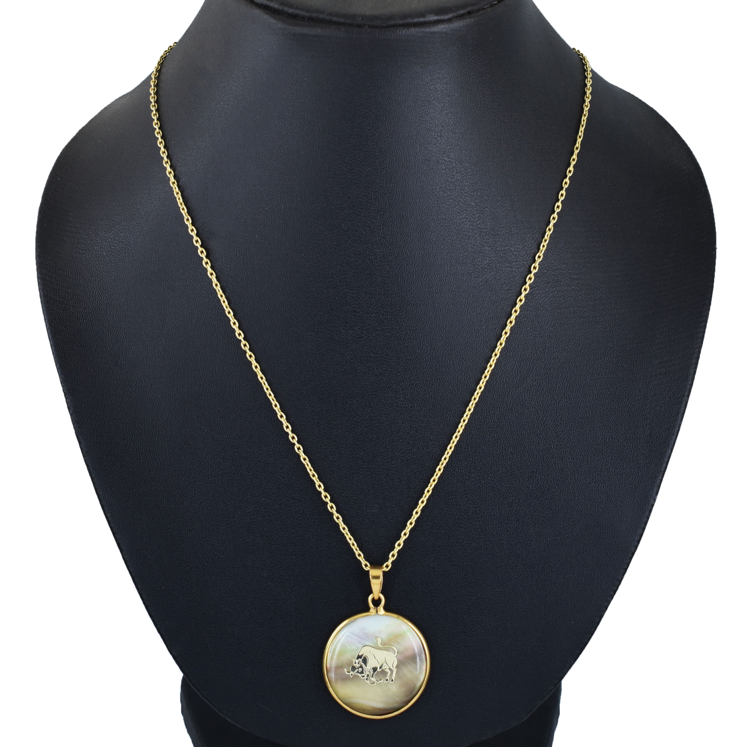Taurus Zodiac Mother of Pearl Pendant Necklace (Vrishabha Rashi Pendant) - Image 5