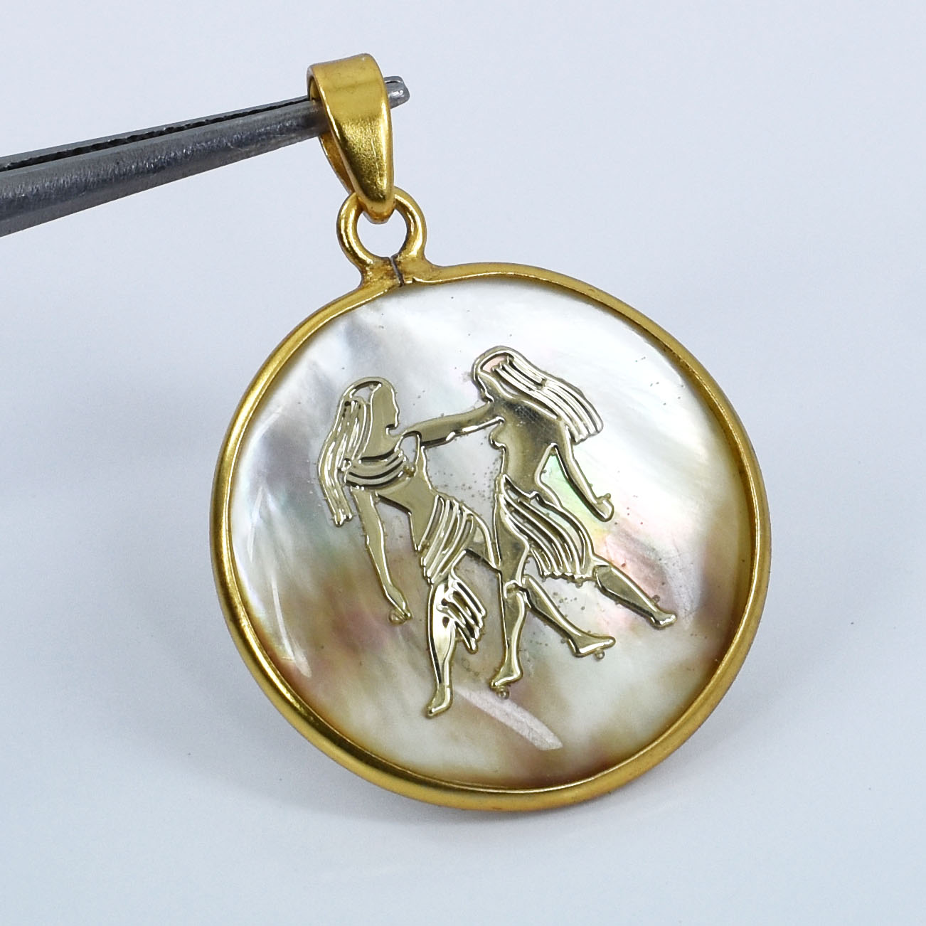Gemini Zodiac Shell Pendant Necklace (Mithun Rashi Pendant) - Image 7