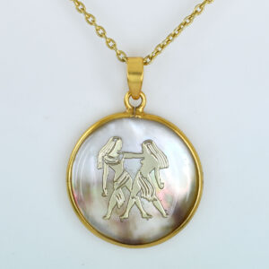 Gemini Zodiac Shell Pendant Necklace (Mithun Rashi Pendant)