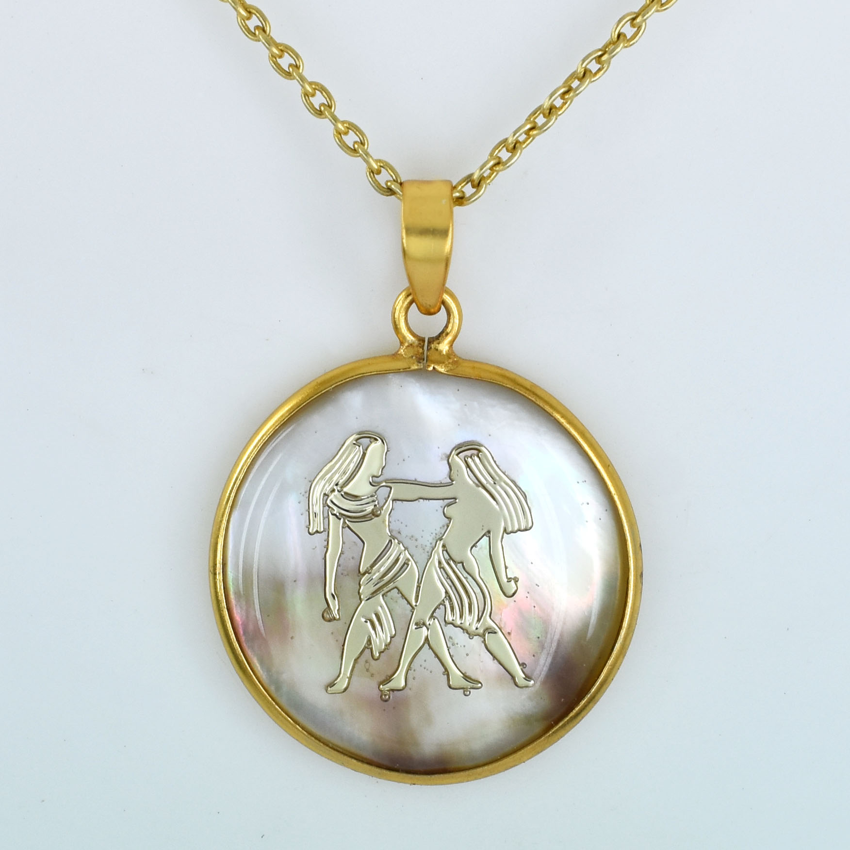 Gemini Zodiac Shell Pendant Necklace (Mithun Rashi Pendant)