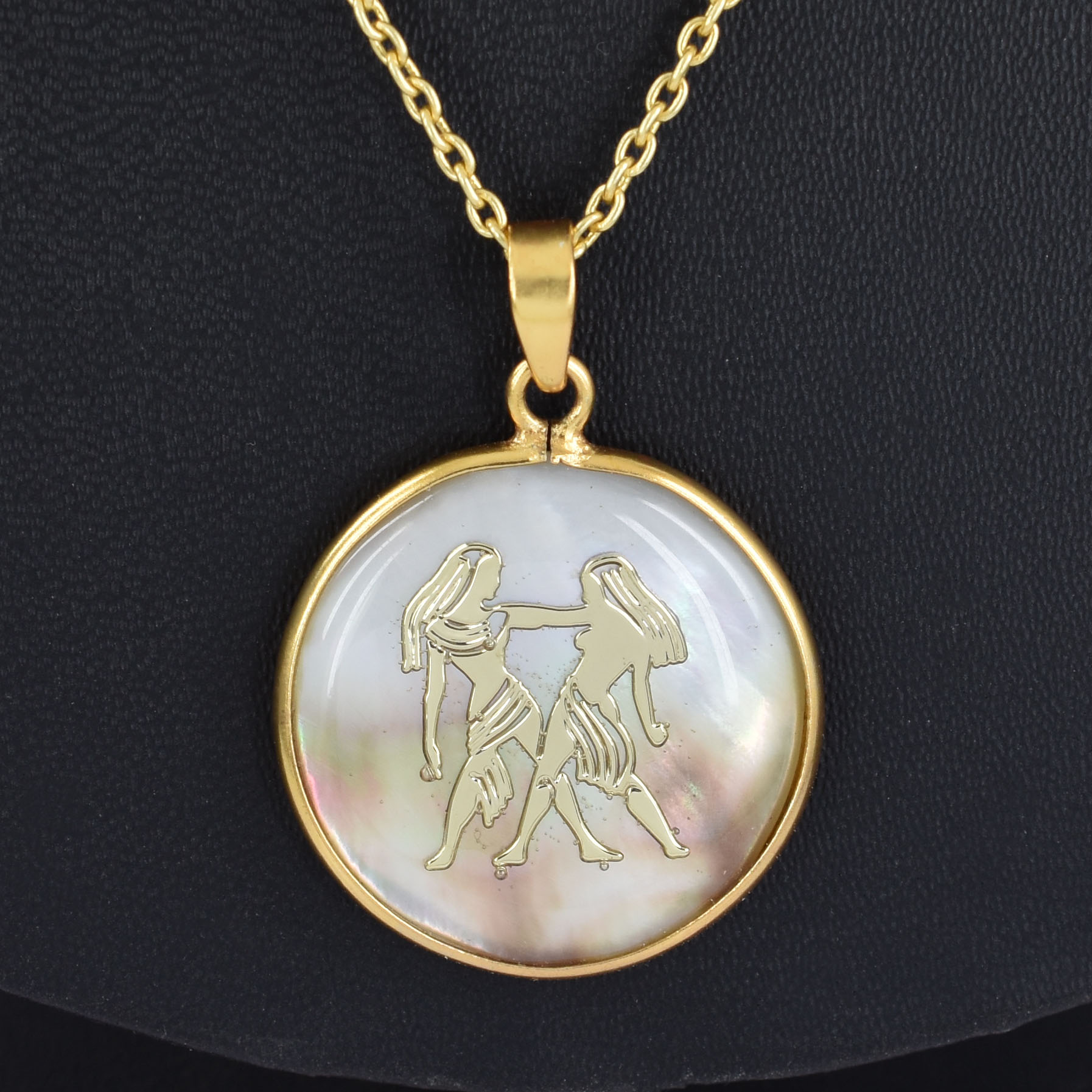 Gemini Zodiac Shell Pendant Necklace (Mithun Rashi Pendant) - Image 5