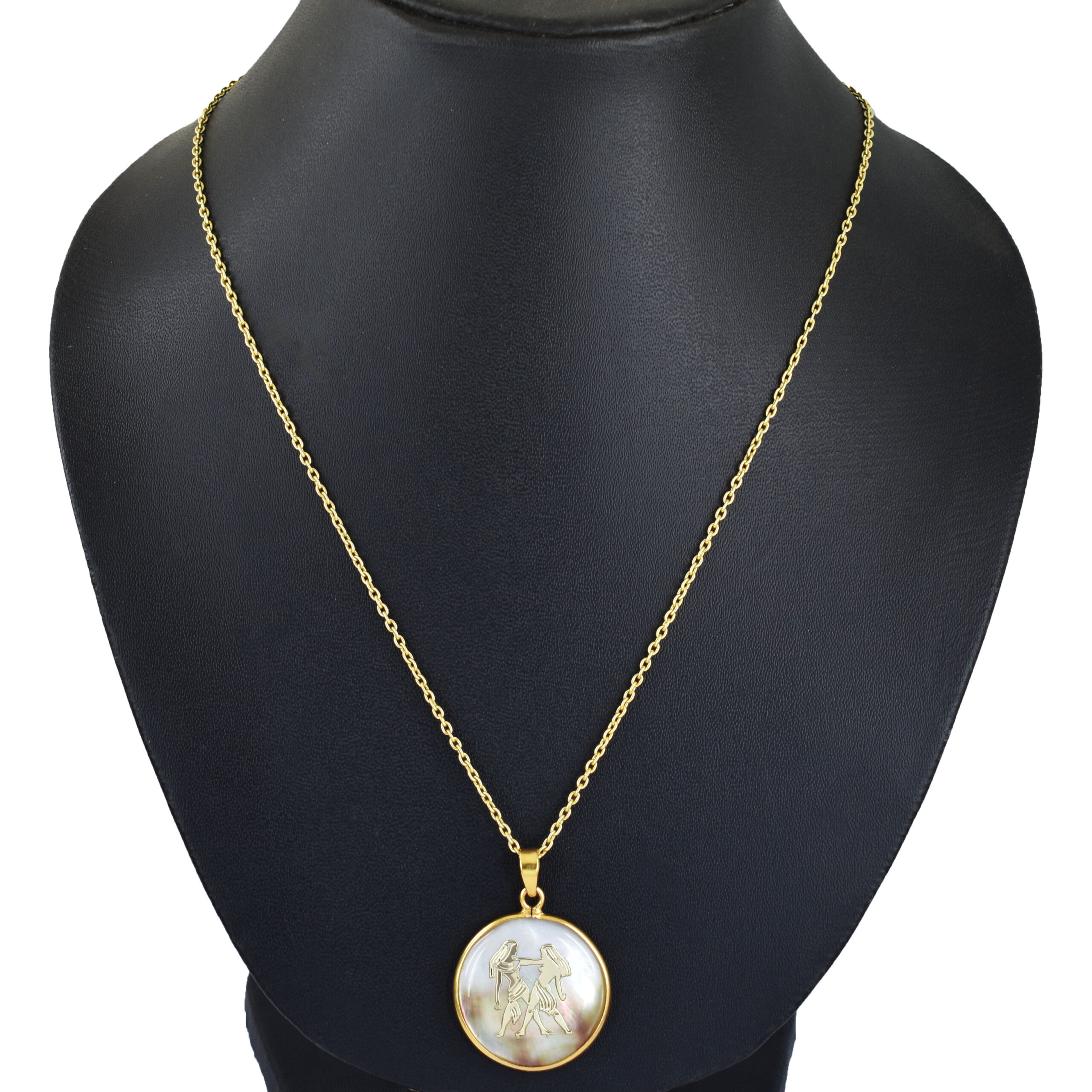 Gemini Zodiac Shell Pendant Necklace (Mithun Rashi Pendant) - Image 4