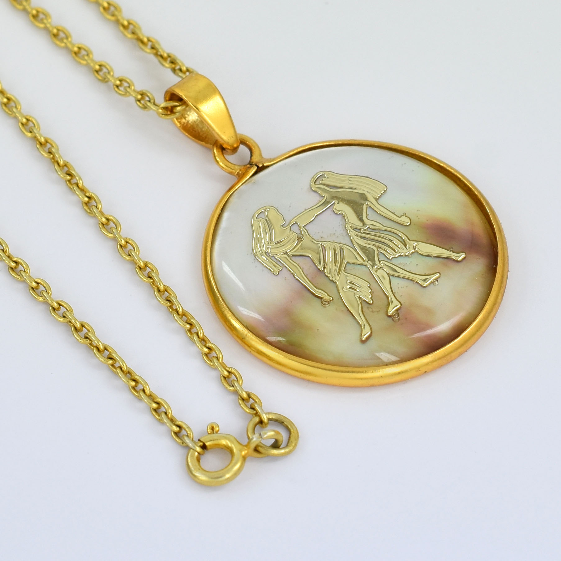 Gemini Zodiac Shell Pendant Necklace (Mithun Rashi Pendant) - Image 3