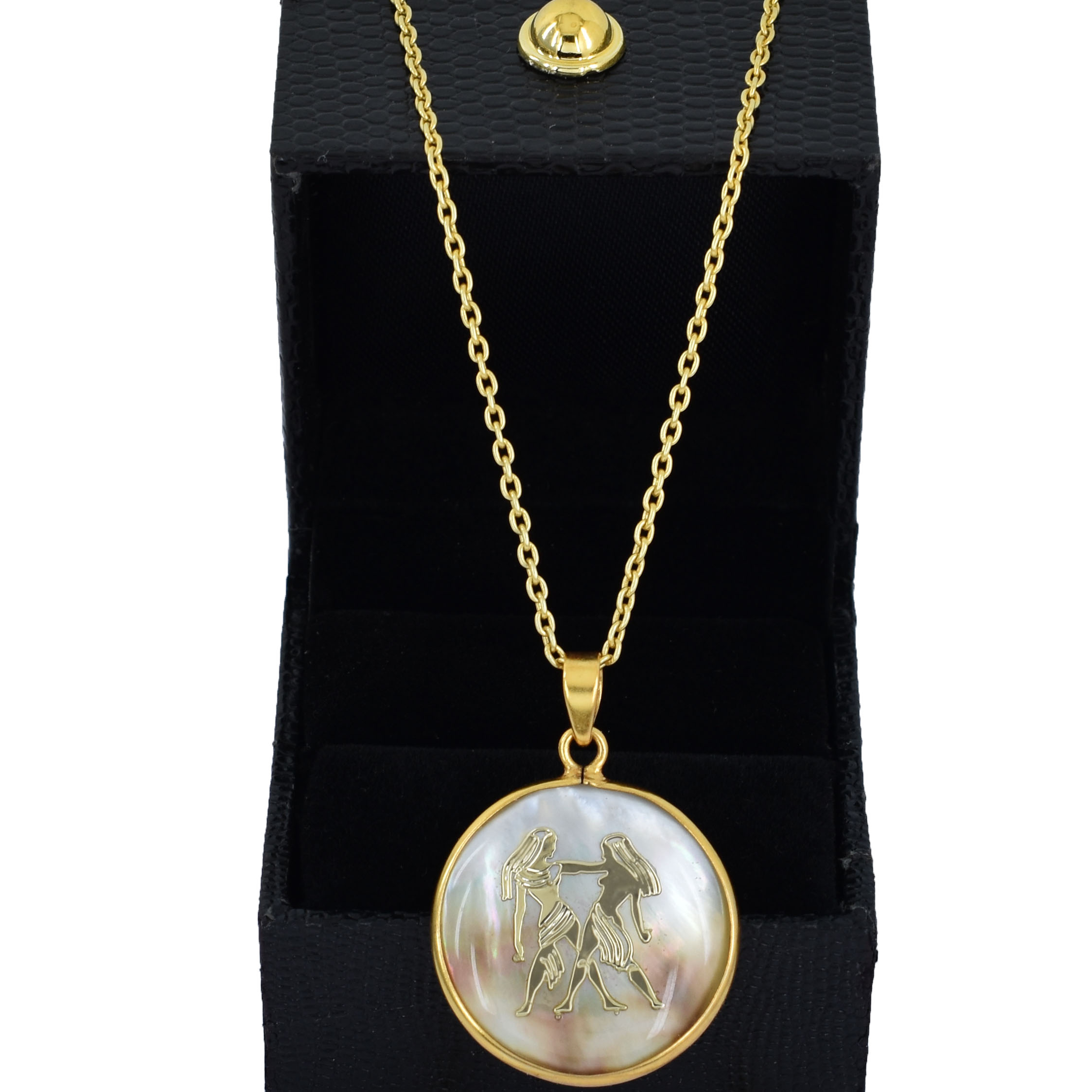 Gemini Zodiac Shell Pendant Necklace (Mithun Rashi Pendant) - Image 2