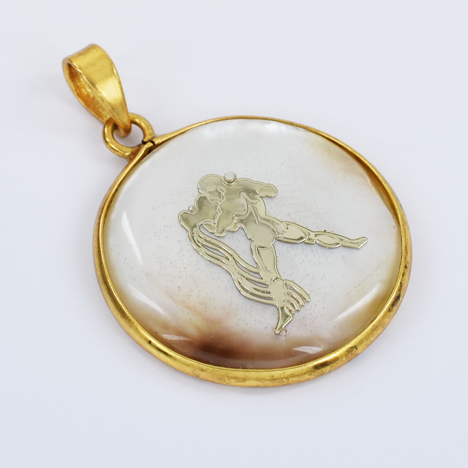 Aquarius Zodiac Mother of Pearl Inlay Pendant - Image 8