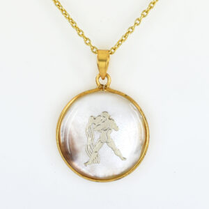 Aquarius Zodiac Mother of Pearl Inlay Pendant