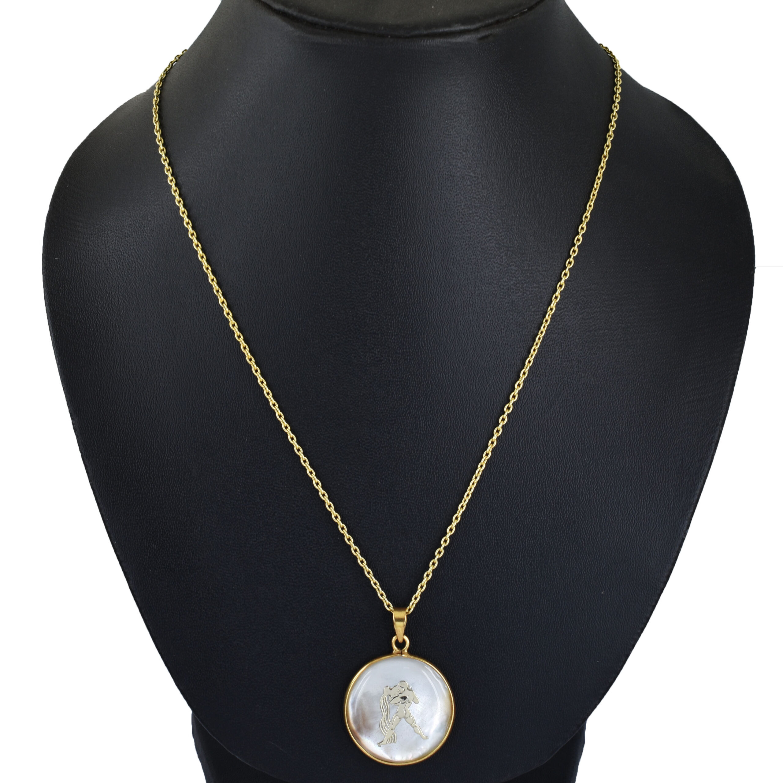 Aquarius Zodiac Mother of Pearl Inlay Pendant - Image 4
