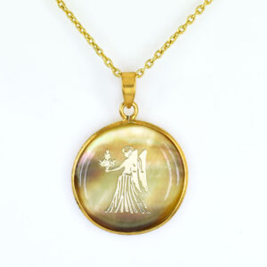 Natural Virgo Zodiac Pendant Necklace (Kanya Rashi Horoscope Symbol)