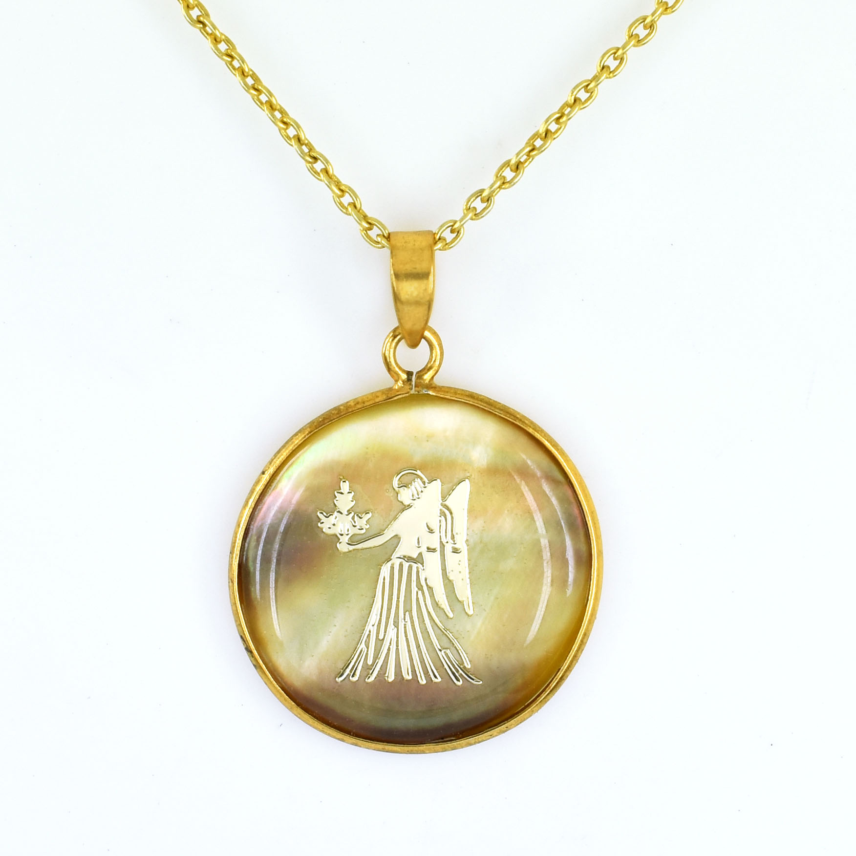 Natural Virgo Zodiac Pendant Necklace (Kanya Rashi Horoscope Symbol)