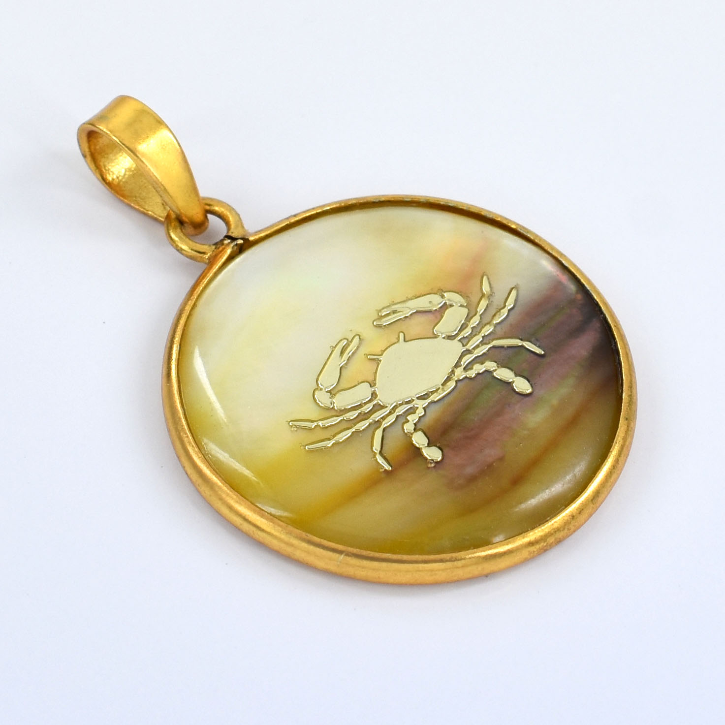 Cancer Zodiac Mother of Pearl Pendant Necklace (Karka Rashi Pendant) - Image 8