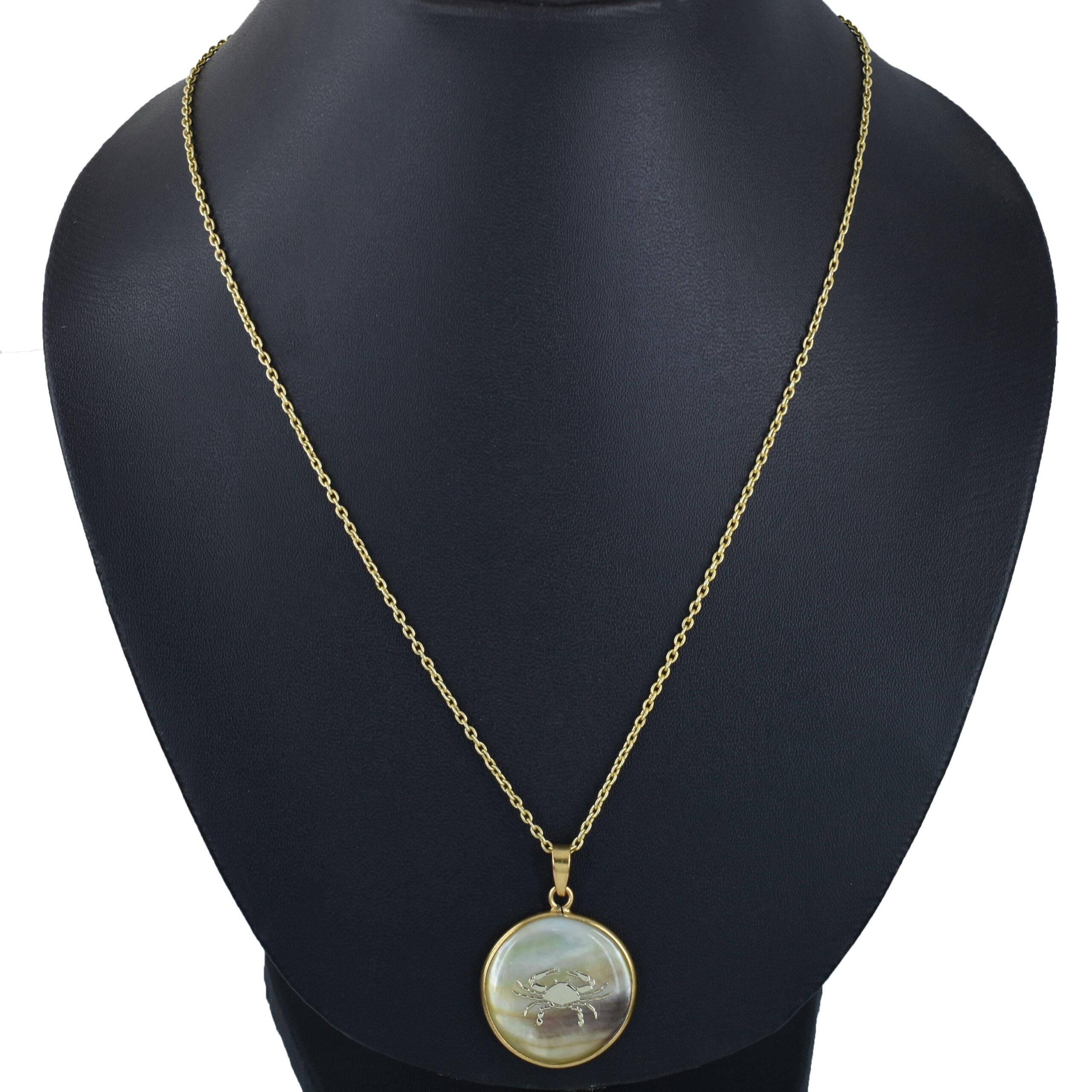 Cancer Zodiac Mother of Pearl Pendant Necklace (Karka Rashi Pendant) - Image 5