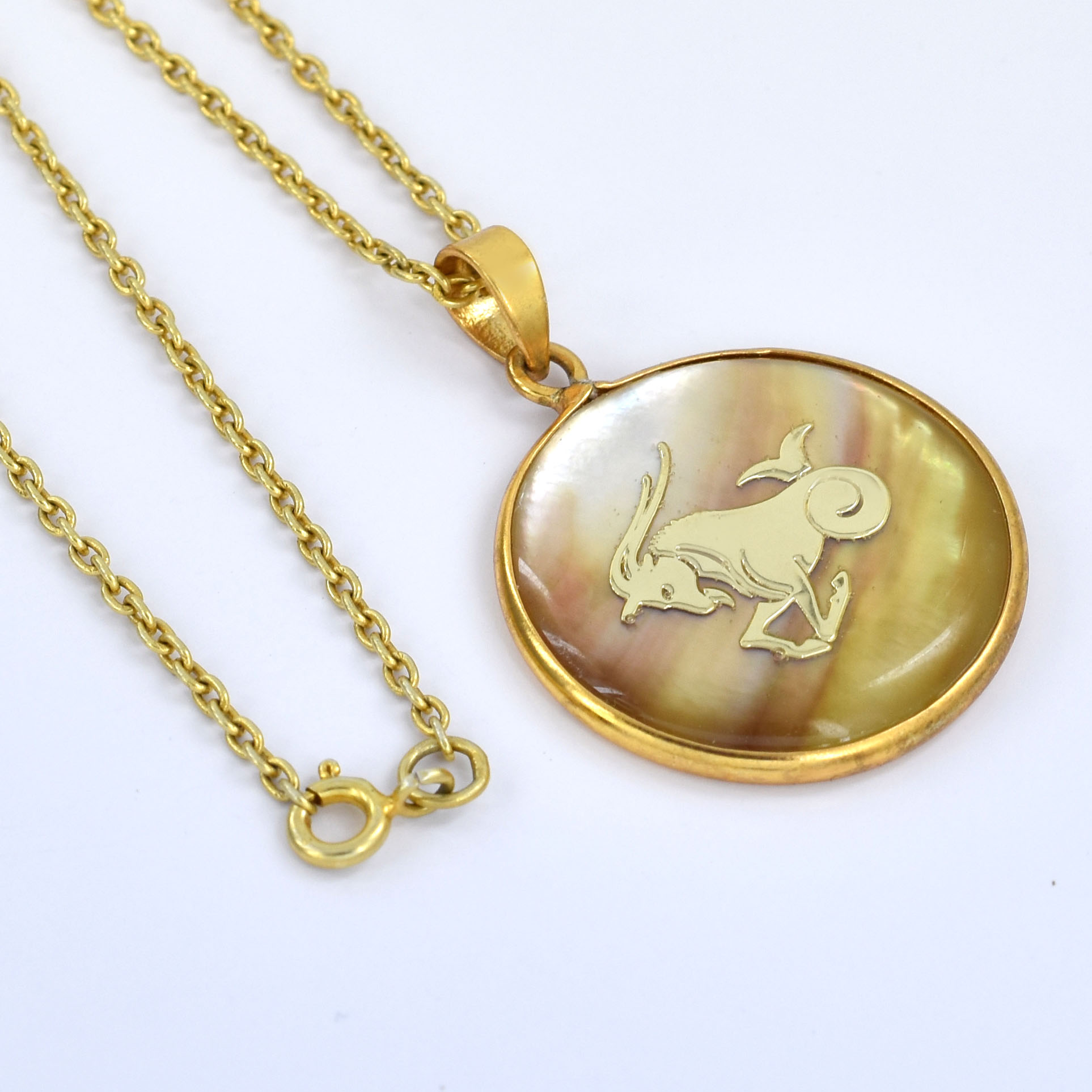 Capricorn Zodiac Shell Pendant Necklace (Makar Rashi Pendant) - Image 3