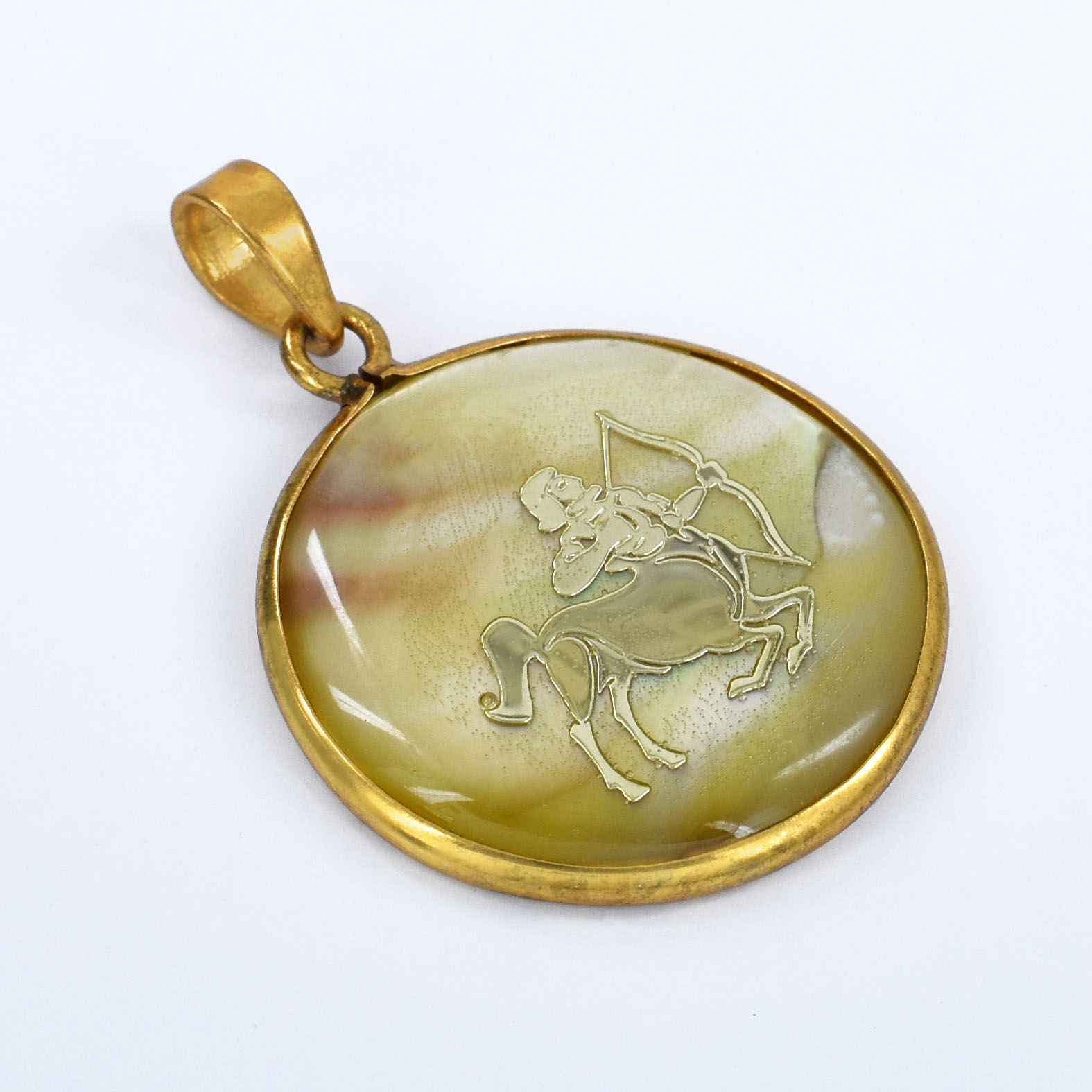 Sagittarius (Dhanu Rashi) Zodiac Mother of Pearl Inlay Pendant - Image 8