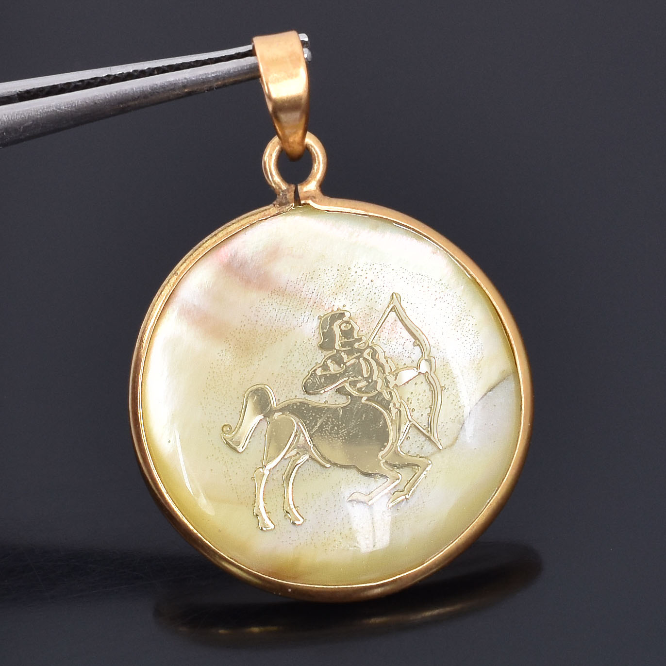 Sagittarius (Dhanu Rashi) Zodiac Mother of Pearl Inlay Pendant - Image 7