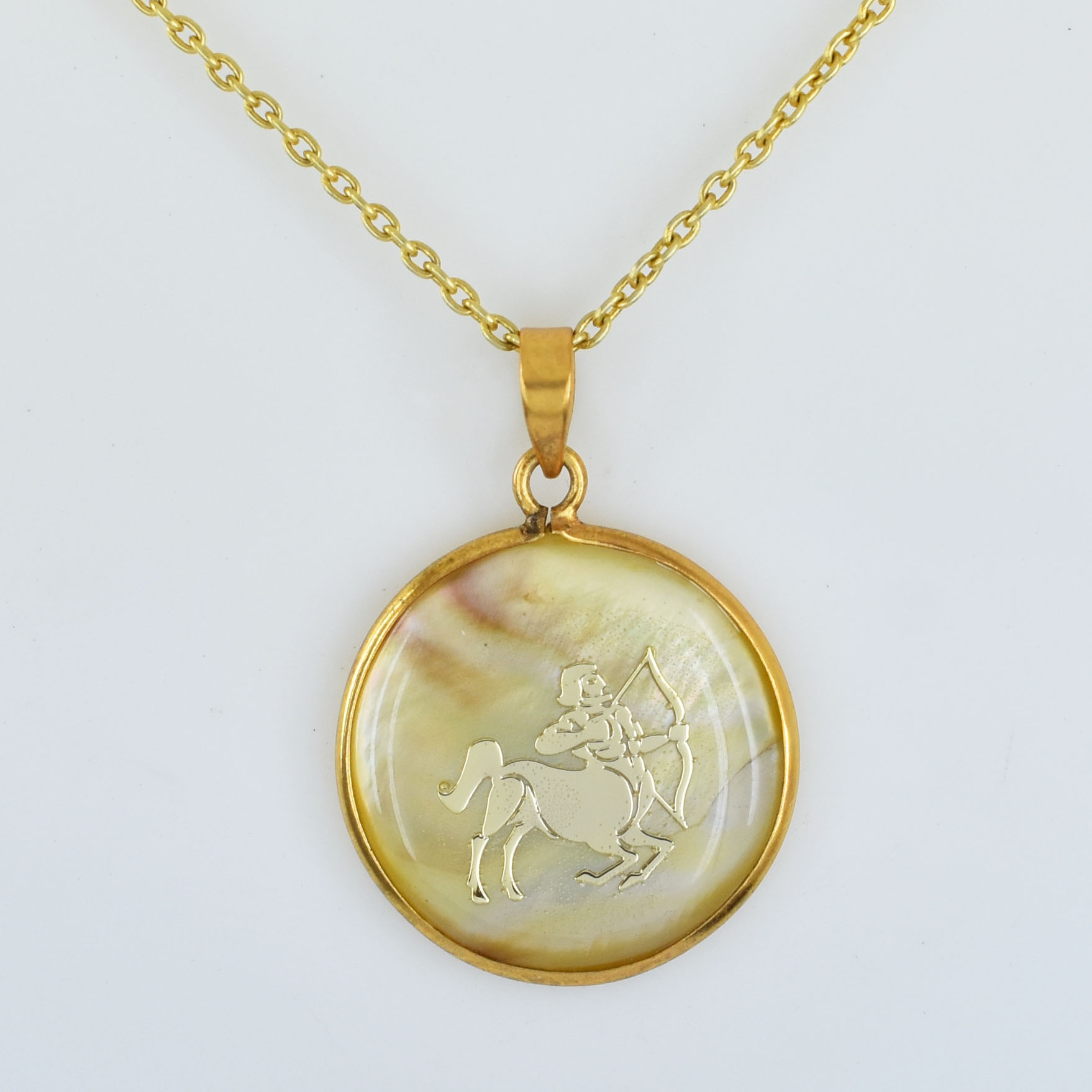 Sagittarius (Dhanu Rashi) Zodiac Mother of Pearl Inlay Pendant